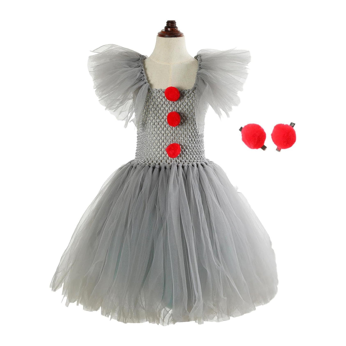 Girls Costume Clown Tutu Dress Halloween Outfit