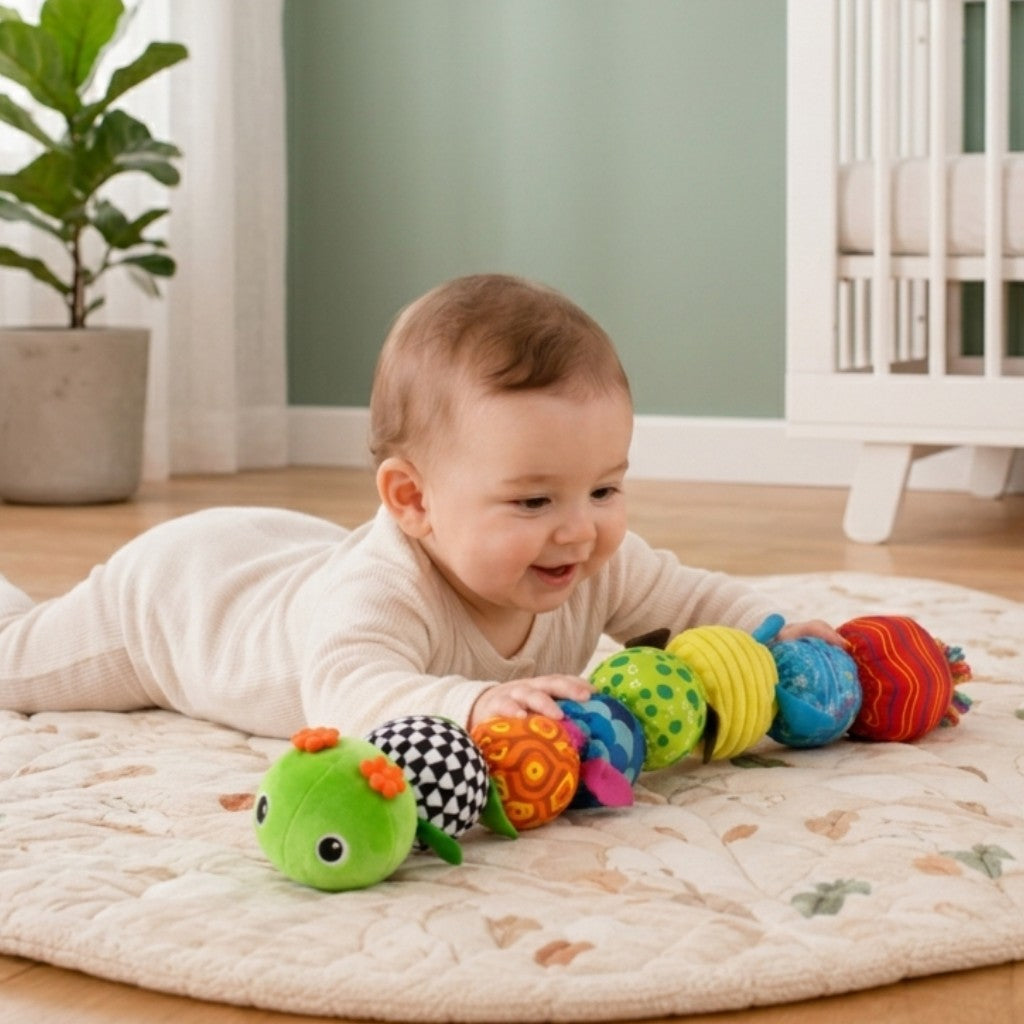 Juguete de oruga musical de peluche sensorial para bebés