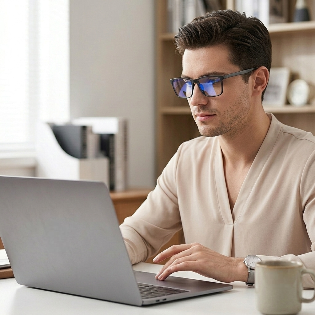 Lesebrille mit Titanrahmen und Blaulichtfilter für Herren