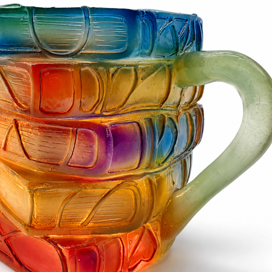 Glas Kaffeebecher Buch Design 3D Stapelbuch Motiv Geschenk
