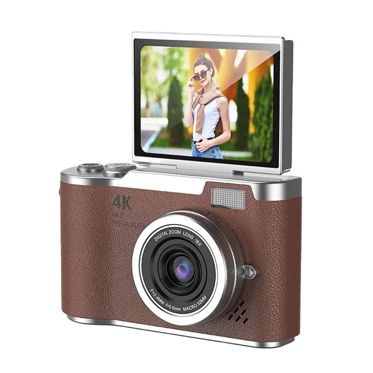 cámara digital 4K con pantalla abatible para vlogging principiantes