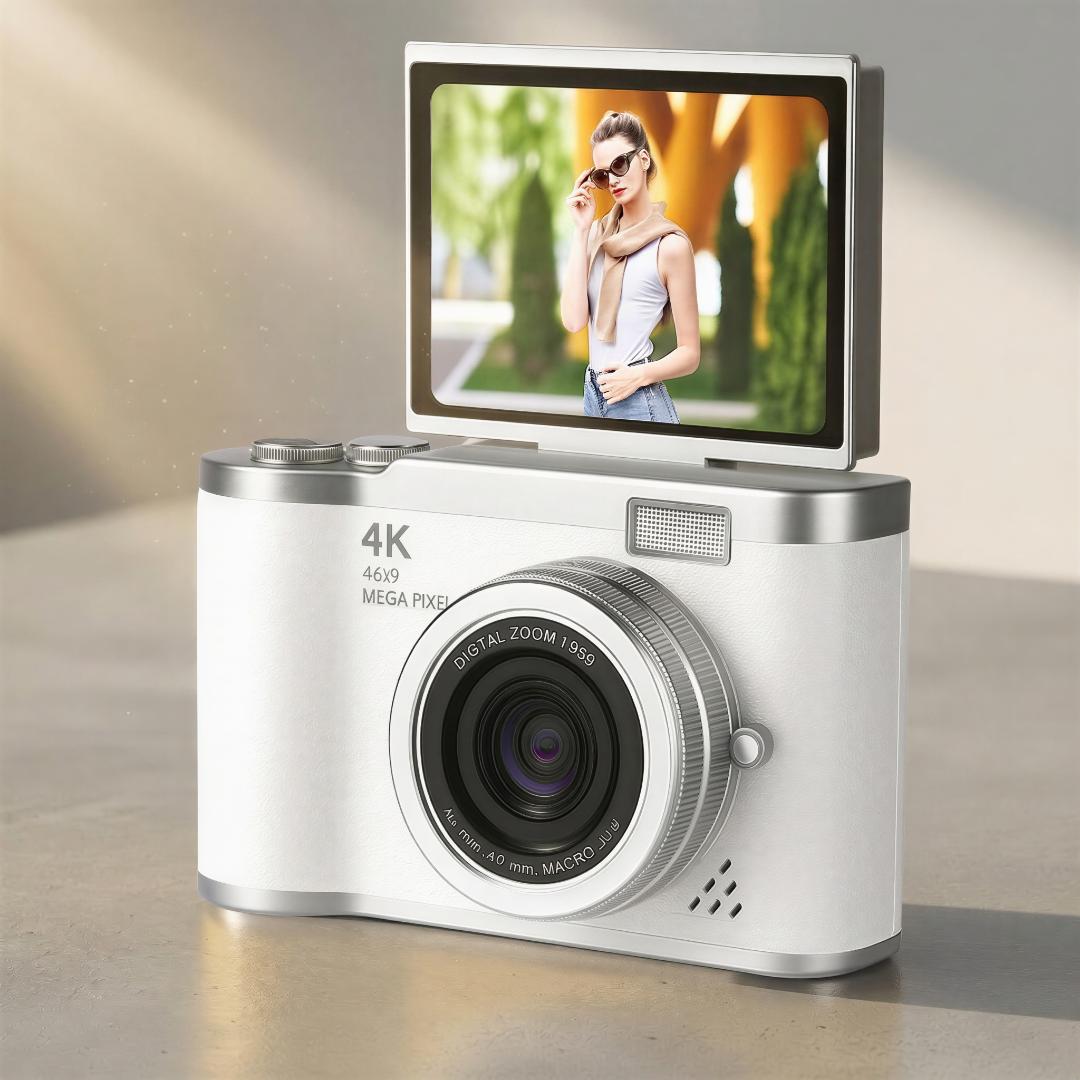cámara digital 4K con pantalla abatible para vlogging principiantes