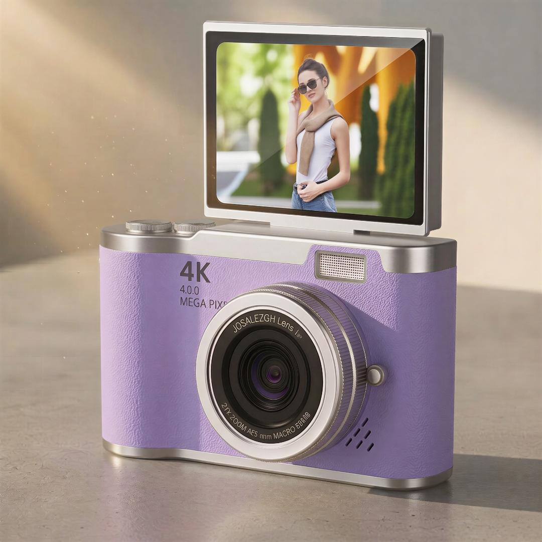 cámara digital 4K con pantalla abatible para vlogging principiantes