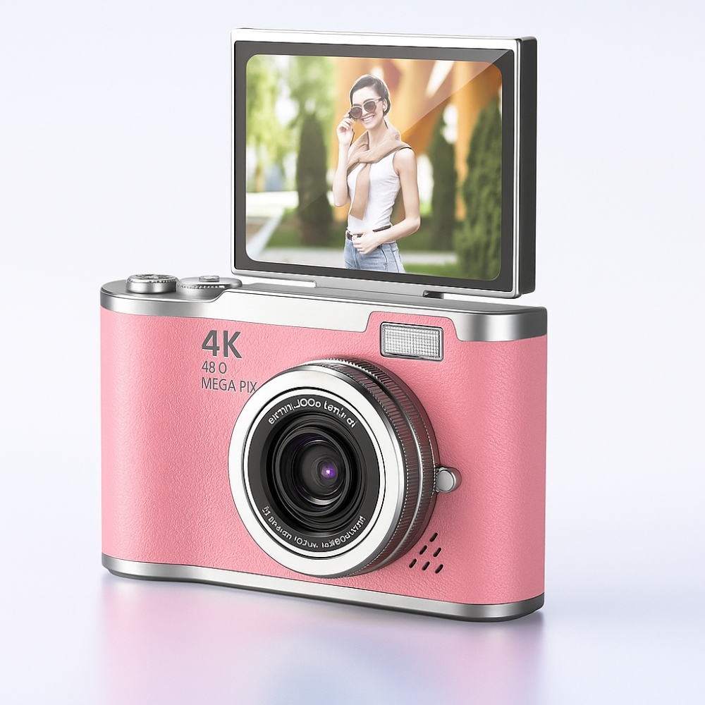 cámara digital 4K con pantalla abatible para vlogging principiantes
