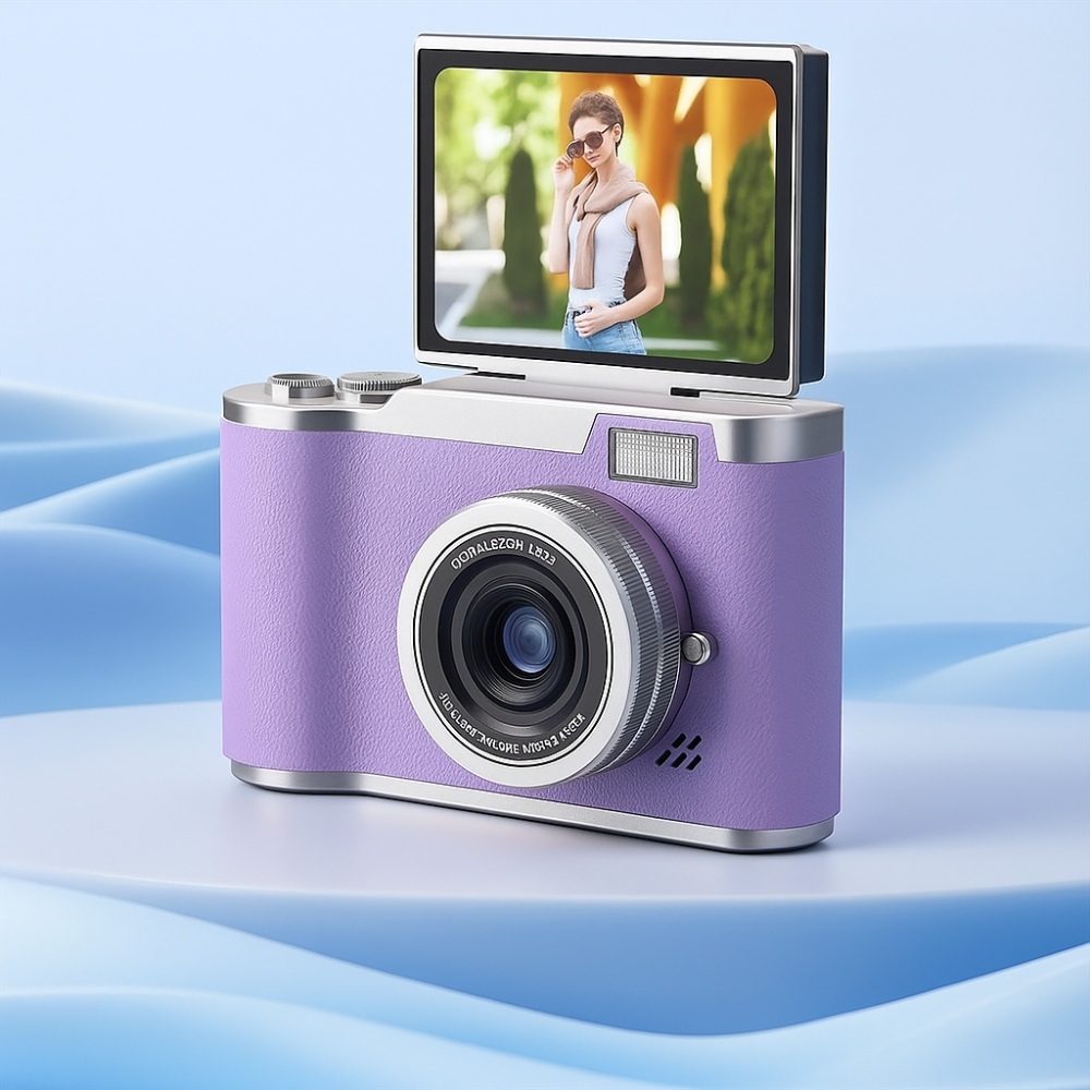 cámara digital 4K con pantalla abatible para vlogging principiantes