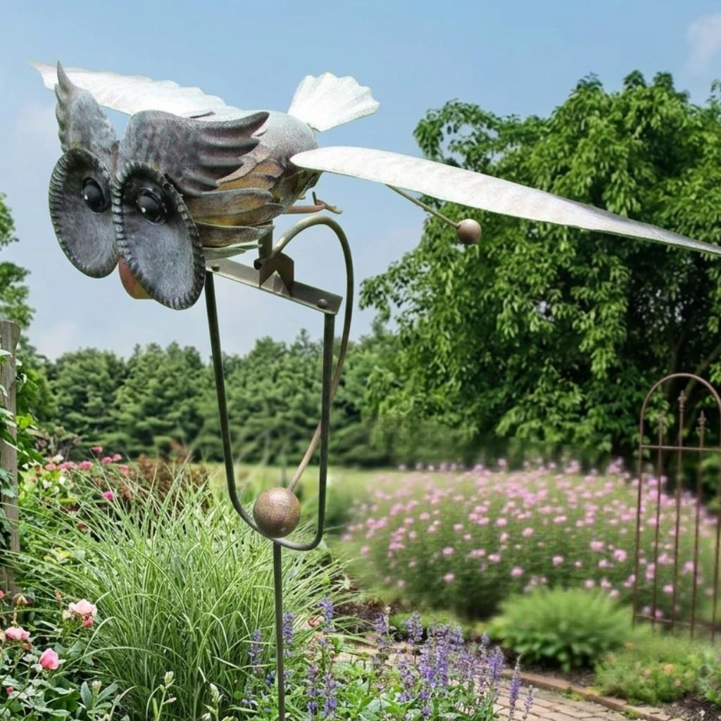 Garden Decor Wind Spinner Metal Bird Yard Stake Ornament