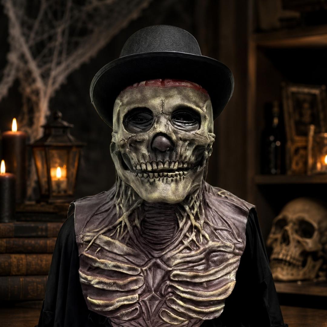 Máscara de calavera con detalle de cerebro