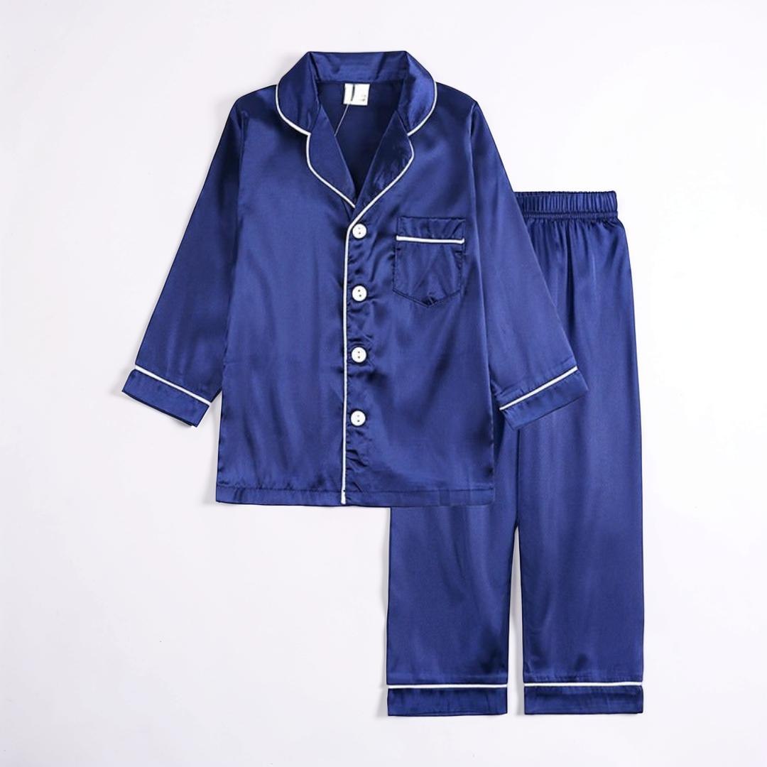 Ensemble de pyjama en soie pour enfants, vêtements de nuit confortables