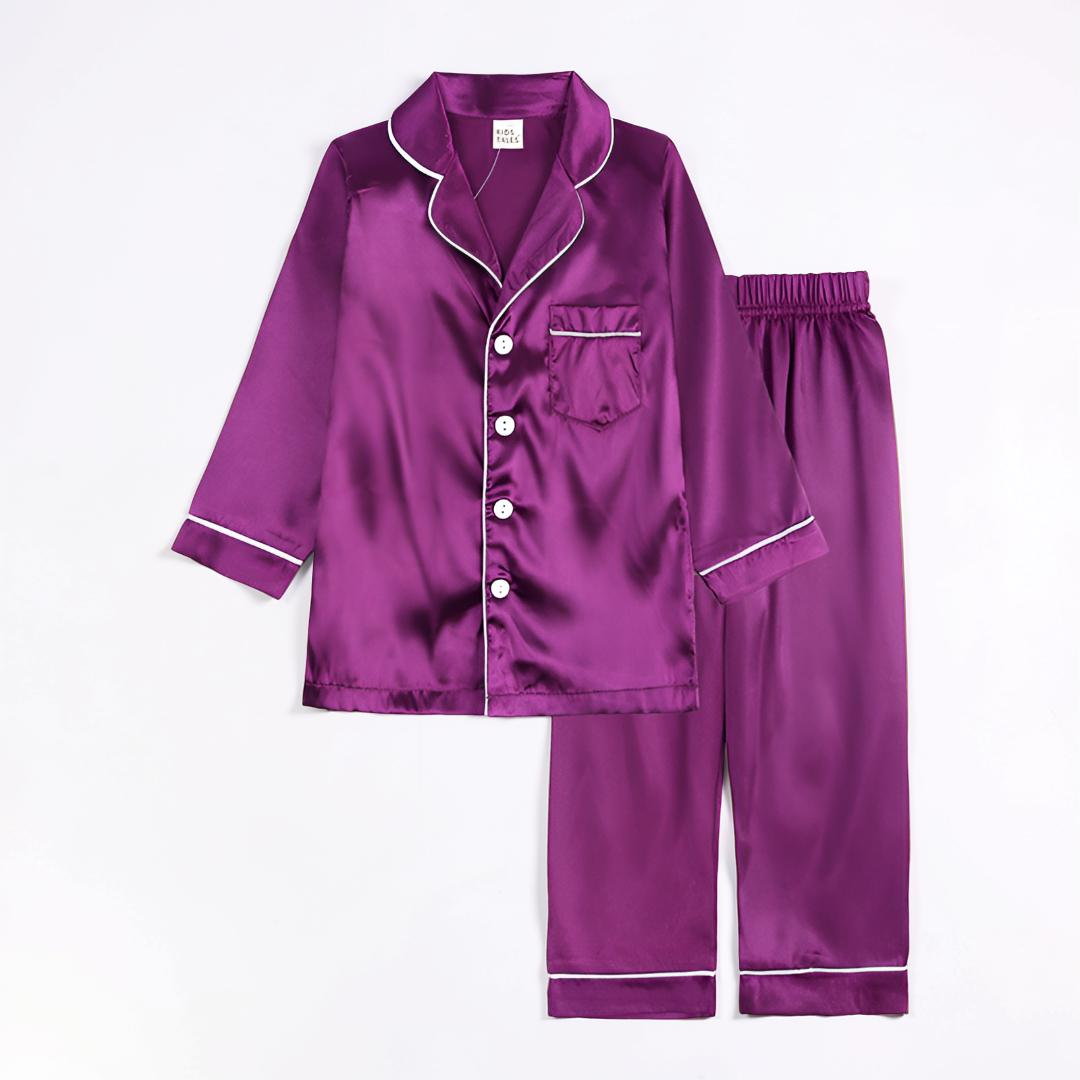Ensemble de pyjama en soie pour enfants, vêtements de nuit confortables