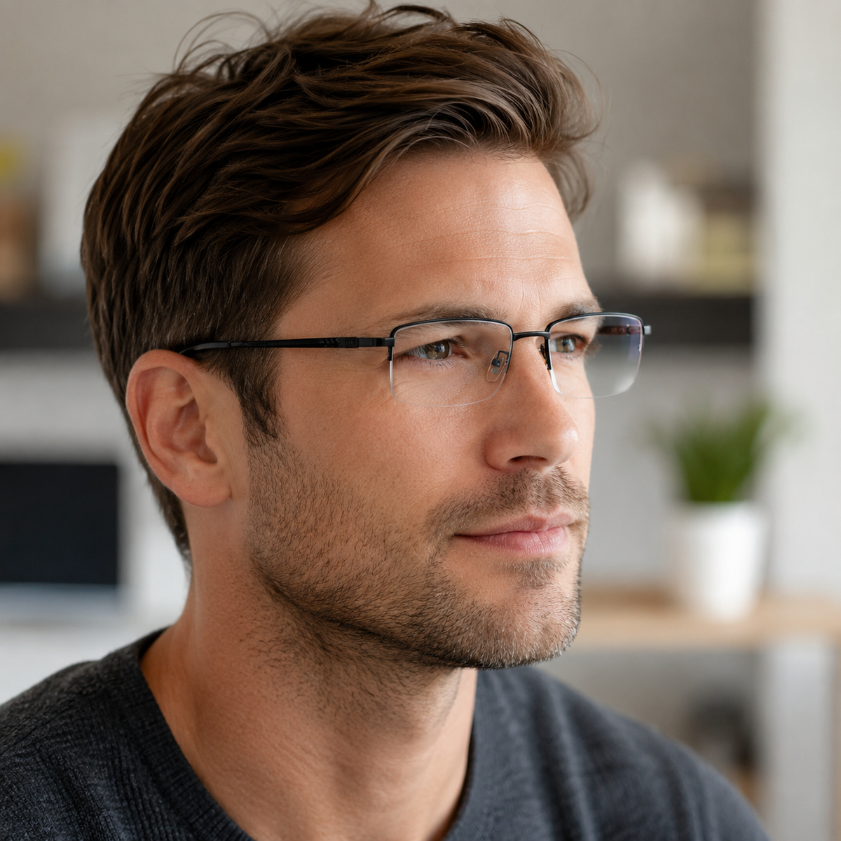 Reading Glasses Progressive Multifocal Anti Glare Metal Frame