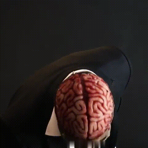 Máscara de calavera con detalle de cerebro
