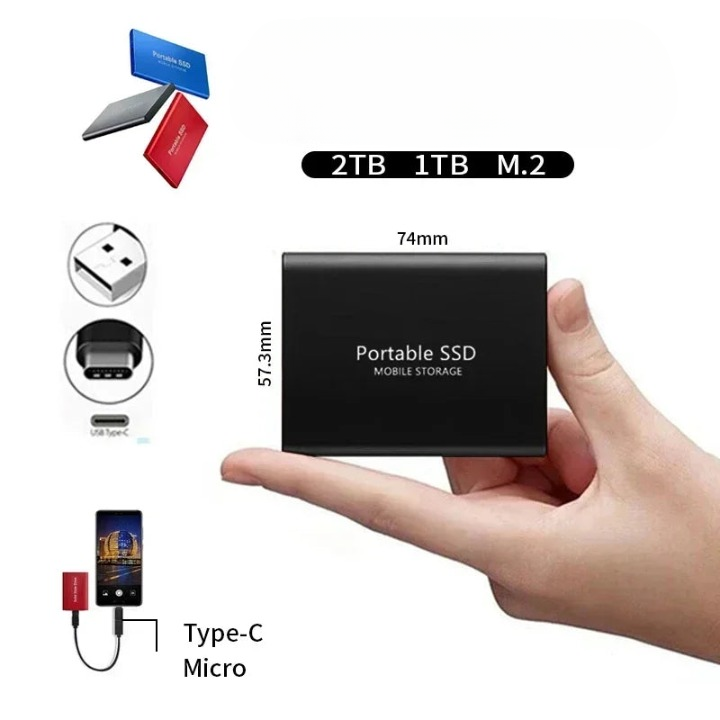 Přenosný SSD pevný disk vnější úložiště kompaktní rychlý nejlepší kvalita