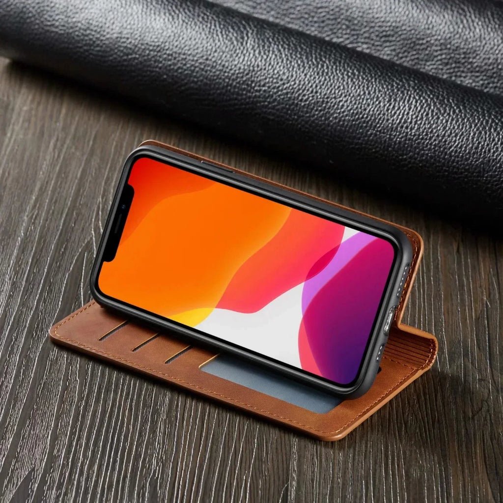 カードスロット付きレザーiPhoneウォレットケース