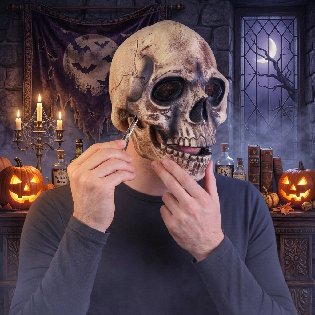 Skull Mask Halloween Moving Jaw Full Head Costume Prop