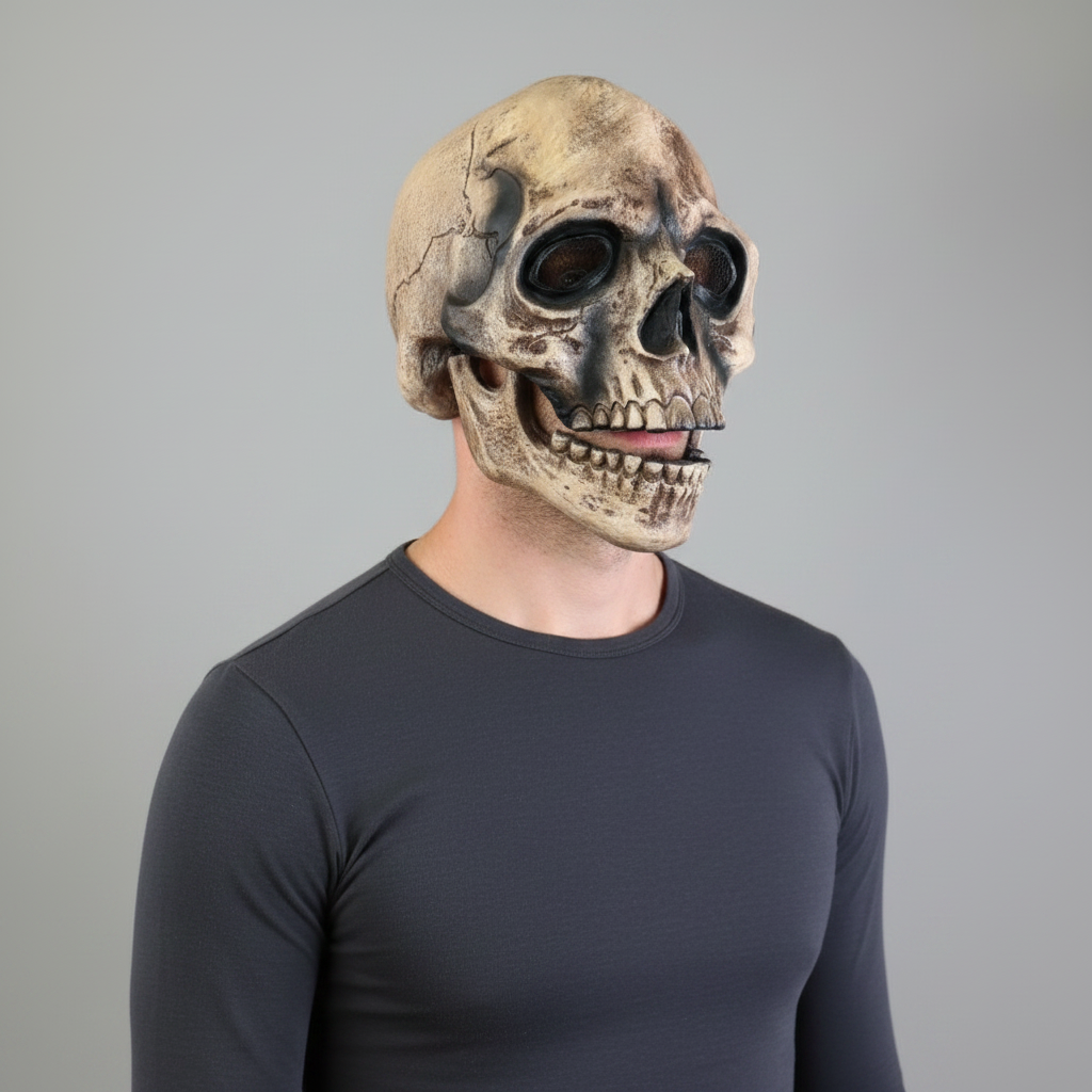 Skull Mask Halloween Moving Jaw Full Head Costume Prop