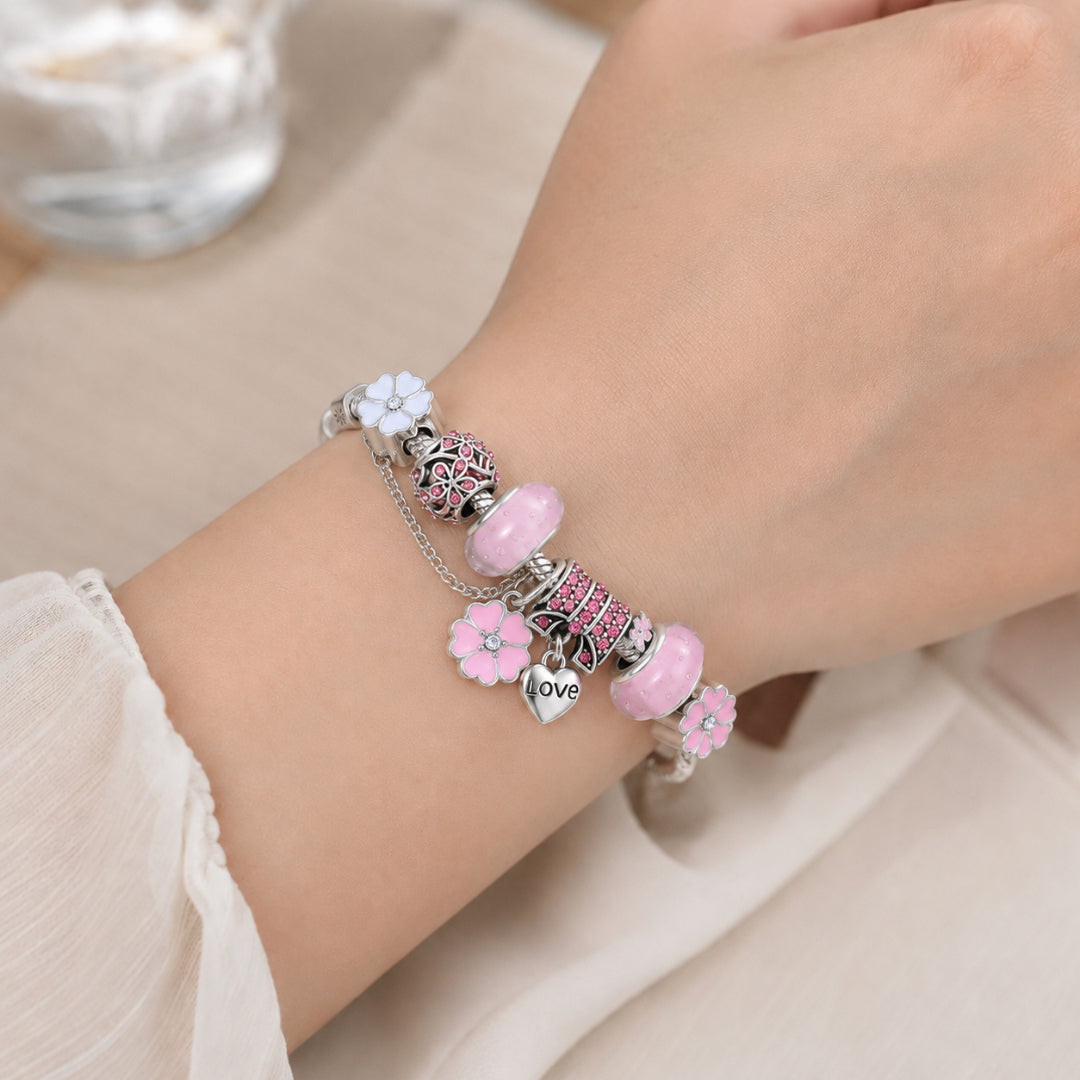 Bracelet de charme en argent sterling floral élégant cadeau