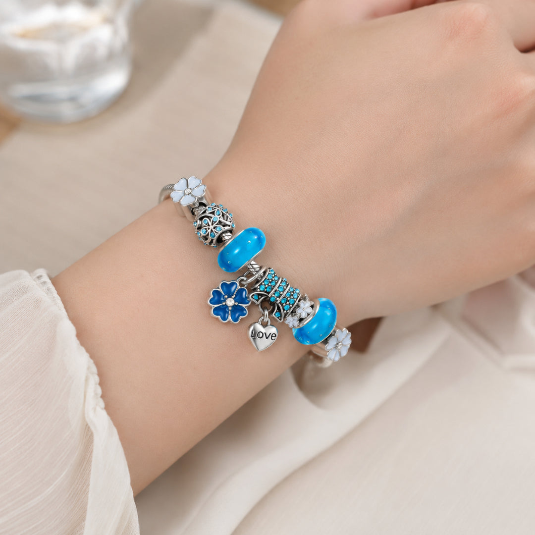 Bracelet de charme en argent sterling floral élégant cadeau
