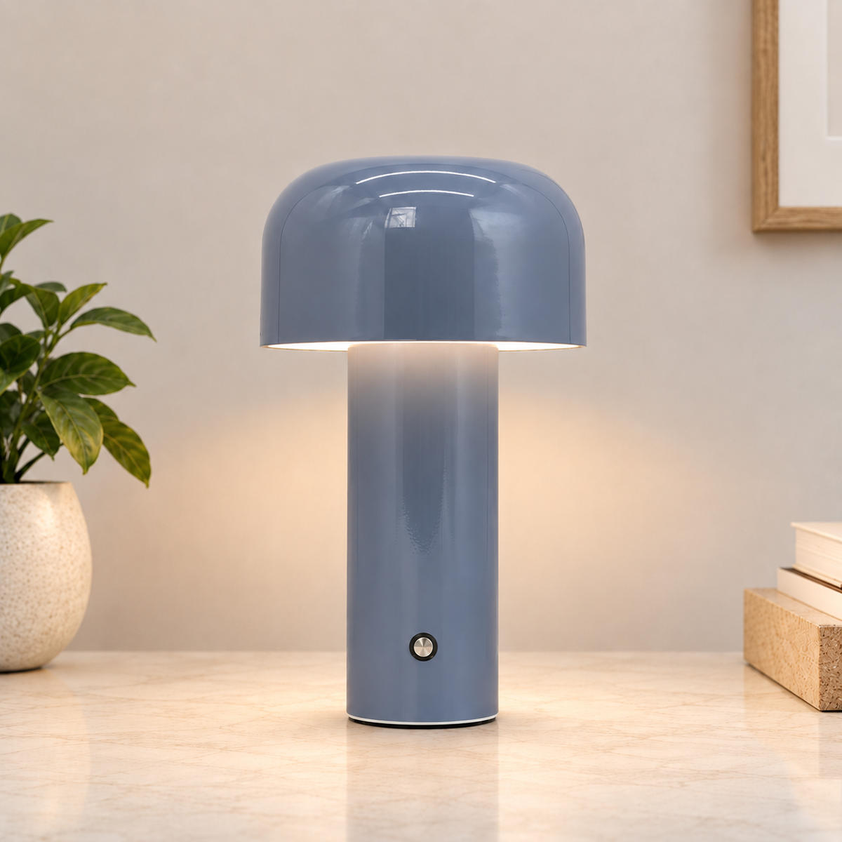 GlowSphere: Lampada da tavolo LED ricaricabile – Elegante lampada portatile a forma di fungo per l'atmosfera interna