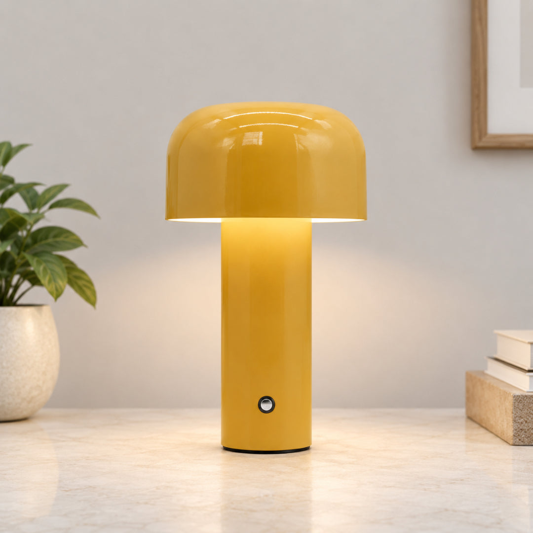 GlowSphere: Lampada da tavolo LED ricaricabile – Elegante lampada portatile a forma di fungo per l'atmosfera interna