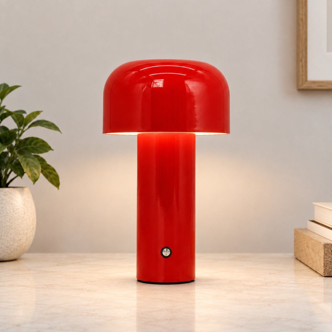 GlowSphere: Lampada da tavolo LED ricaricabile – Elegante lampada portatile a forma di fungo per l'atmosfera interna