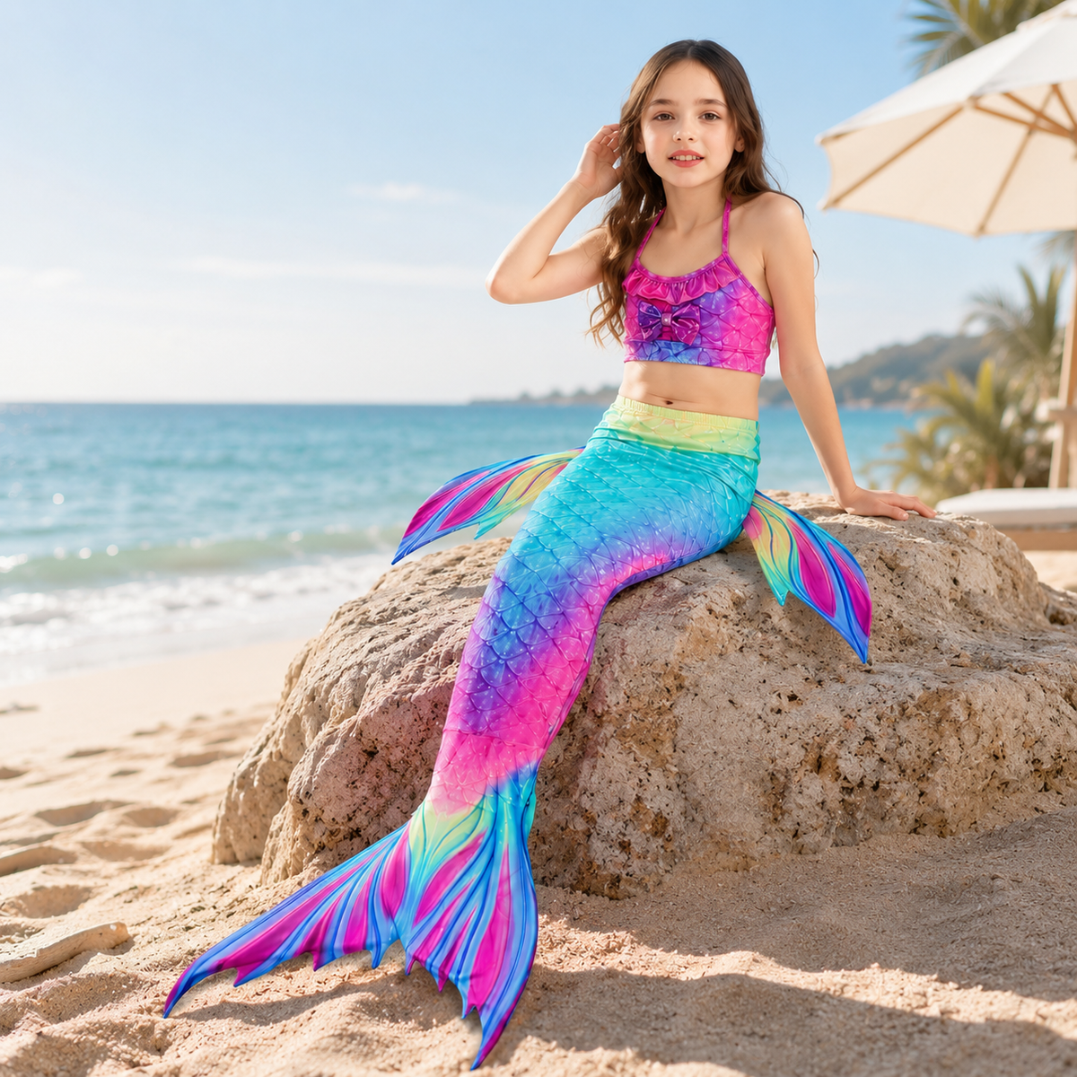 Girls Swim Costume Mermaid Swimsuit Fun Beach Outfit - Image 1