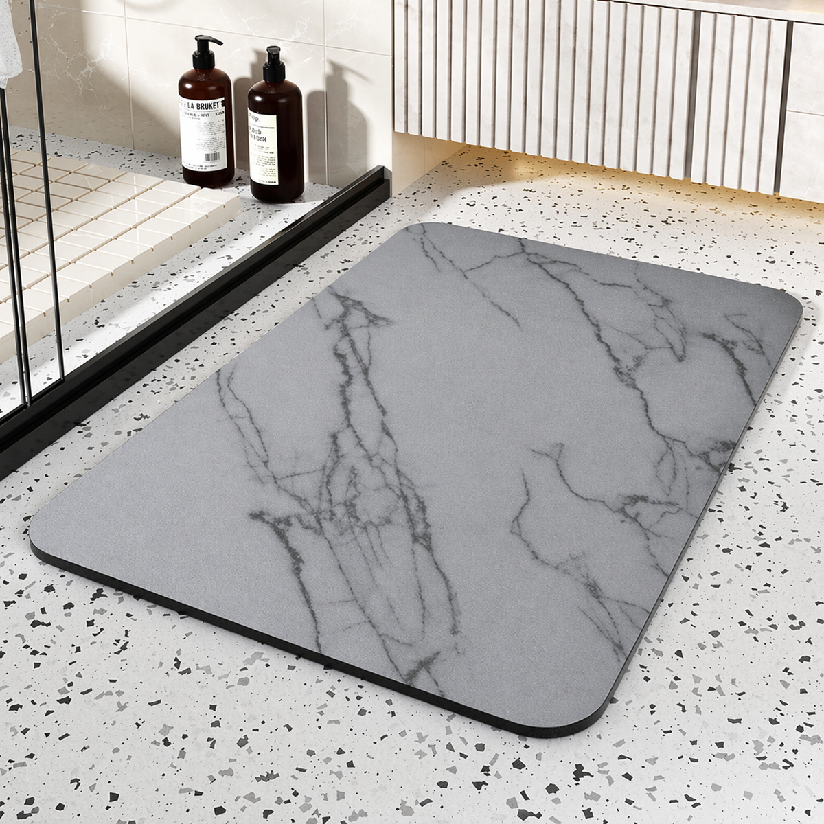 Quick Dry Mat Non Slip Bath Mat Bathroom Quick-Dry Stone - Image 5