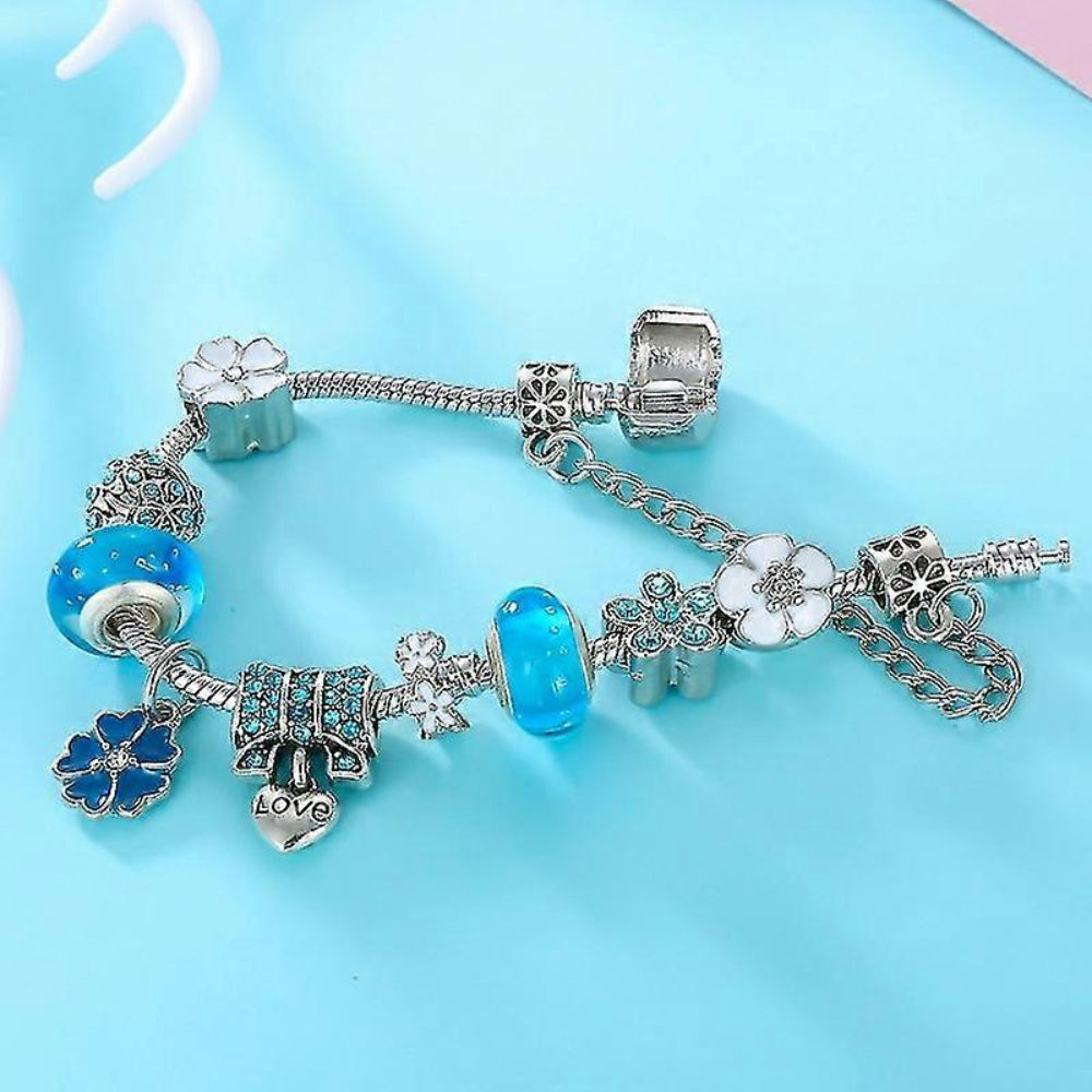Bracelet de charme en argent sterling floral élégant cadeau