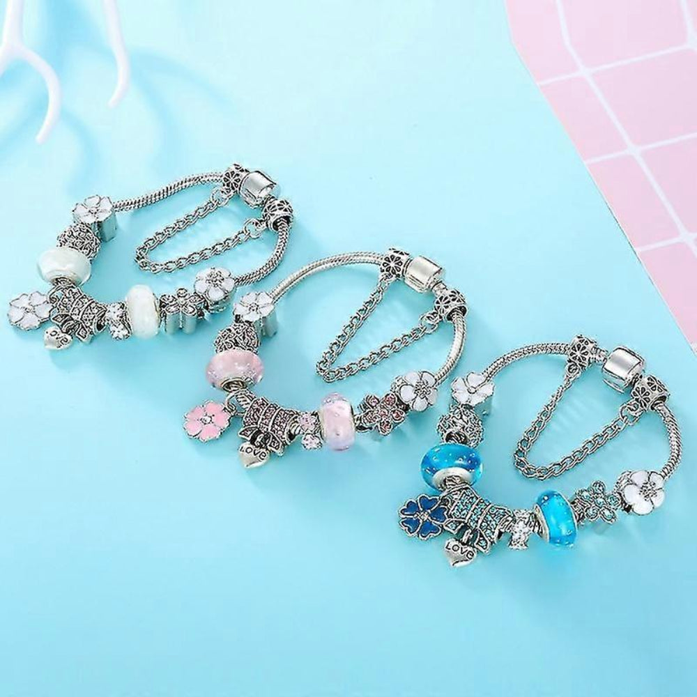 Bracelet de charme en argent sterling floral élégant cadeau
