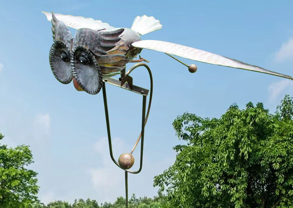 Garden Decor Wind Spinner Metal Bird Yard Stake Ornament