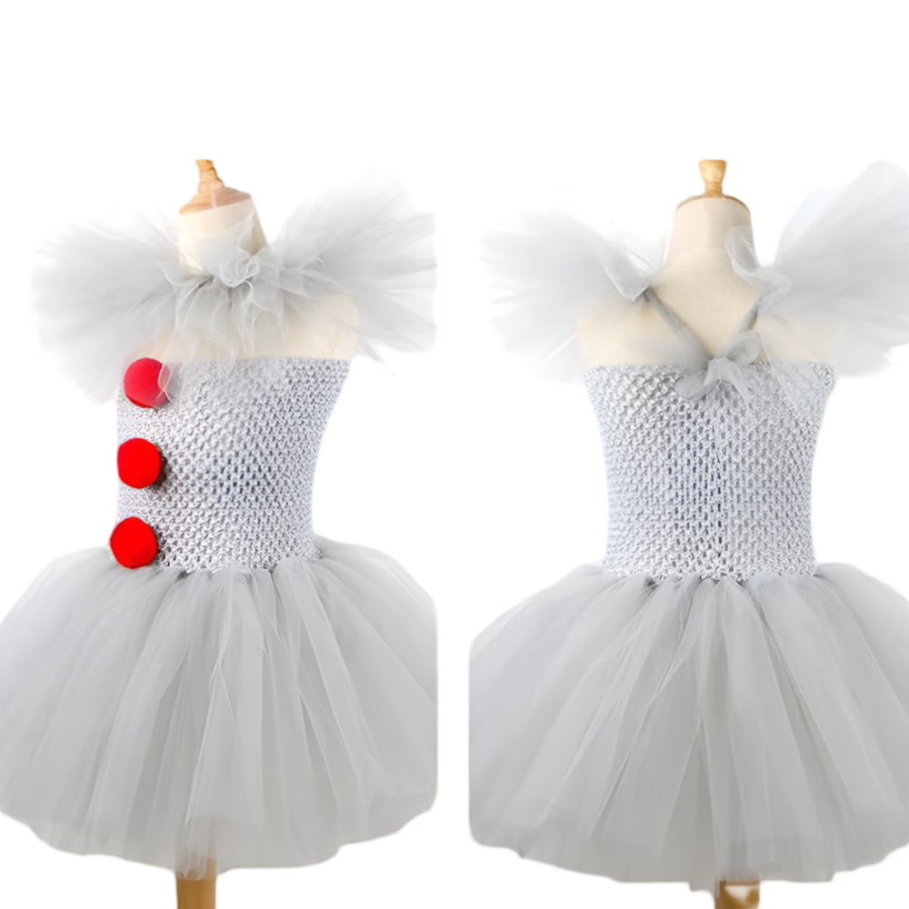 Girls Costume Clown Tutu Dress Halloween Outfit
