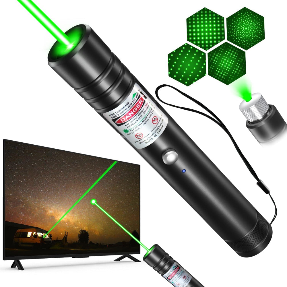 Pointeur laser rechargeable vert extérieur torche en métal