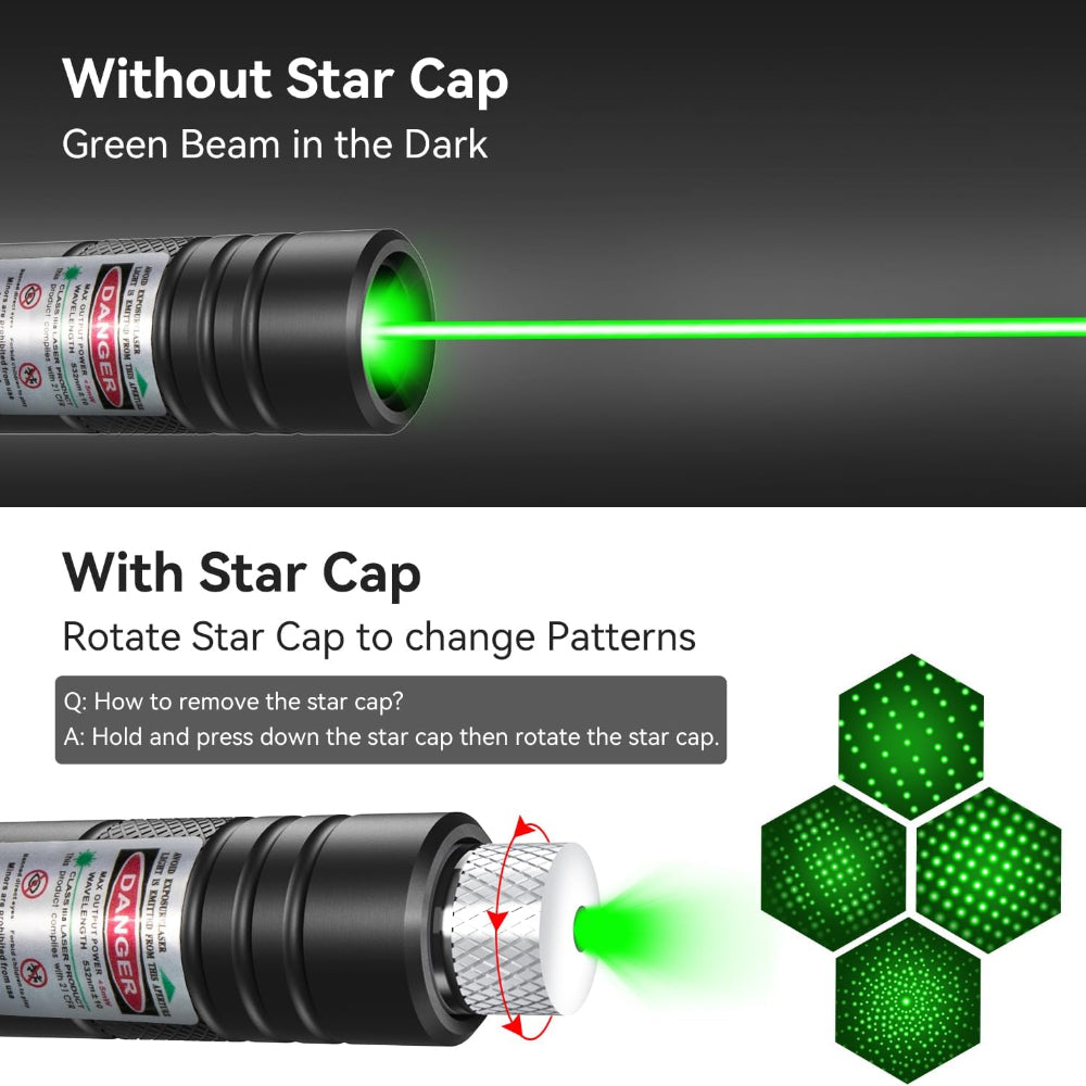 Pointeur laser rechargeable vert extérieur torche en métal