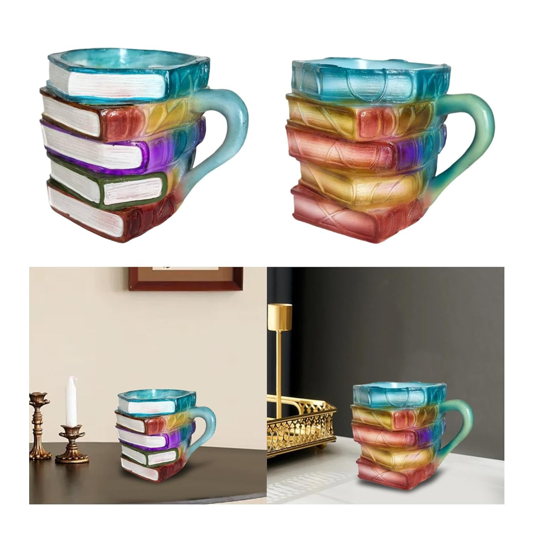 Glas Kaffeebecher Buch Design 3D Stapelbuch Motiv Geschenk