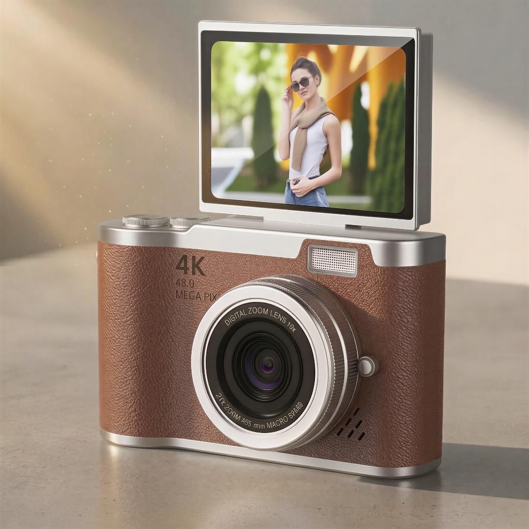 cámara digital 4K con pantalla abatible para vlogging principiantes