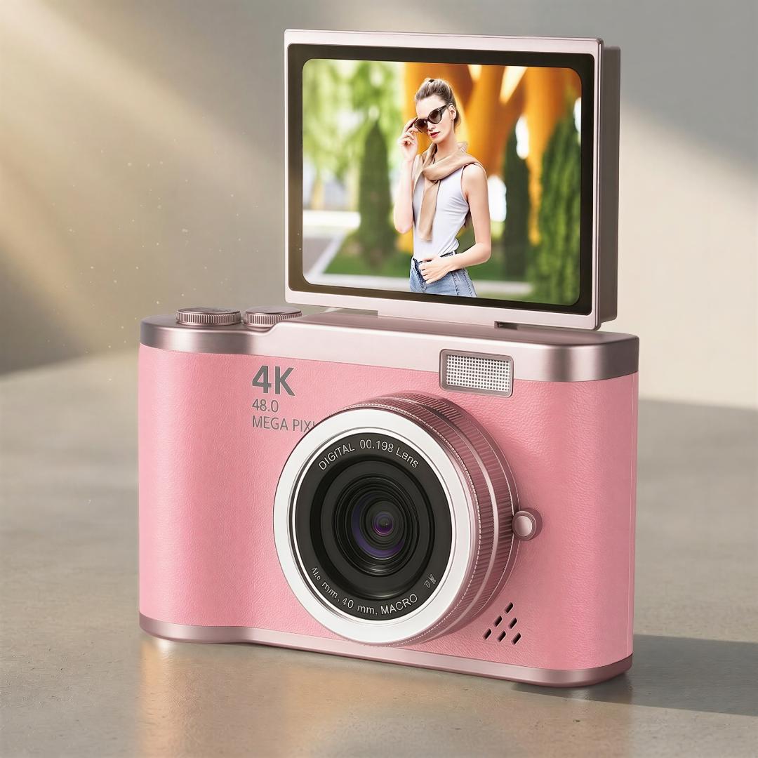 cámara digital 4K con pantalla abatible para vlogging principiantes