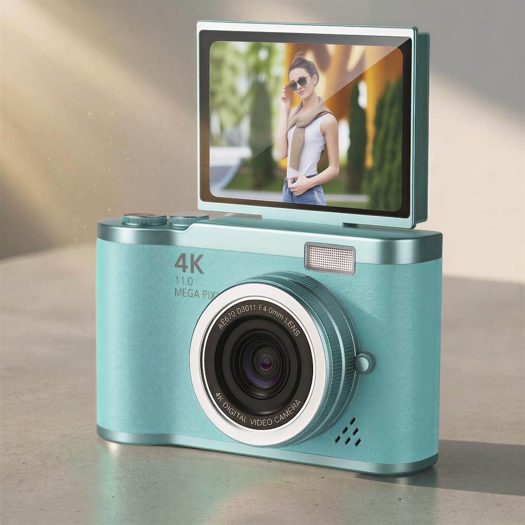 cámara digital 4K con pantalla abatible para vlogging principiantes