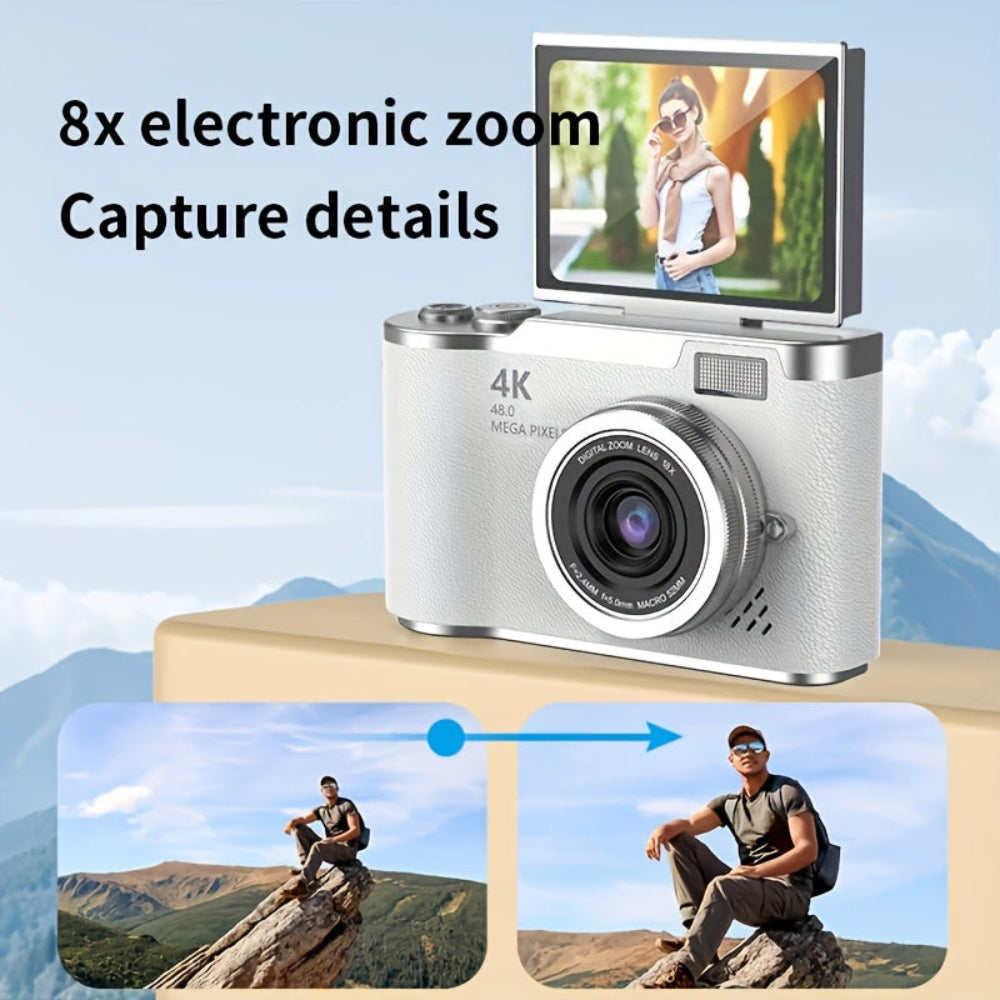 cámara digital 4K con pantalla abatible para vlogging principiantes