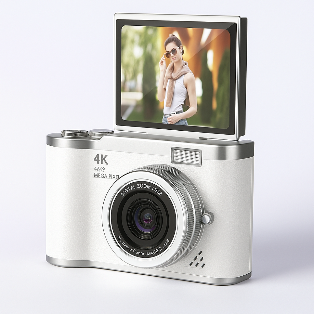 cámara digital 4K con pantalla abatible para vlogging principiantes