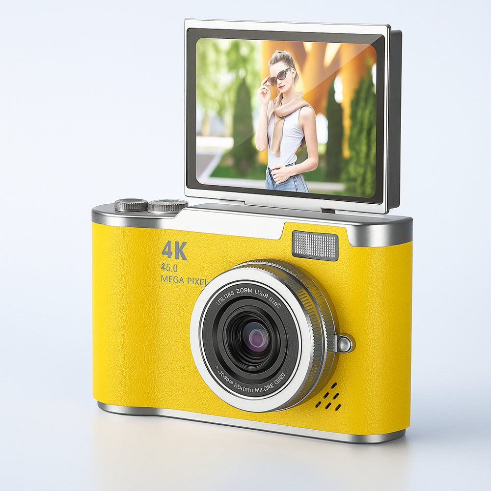 cámara digital 4K con pantalla abatible para vlogging principiantes