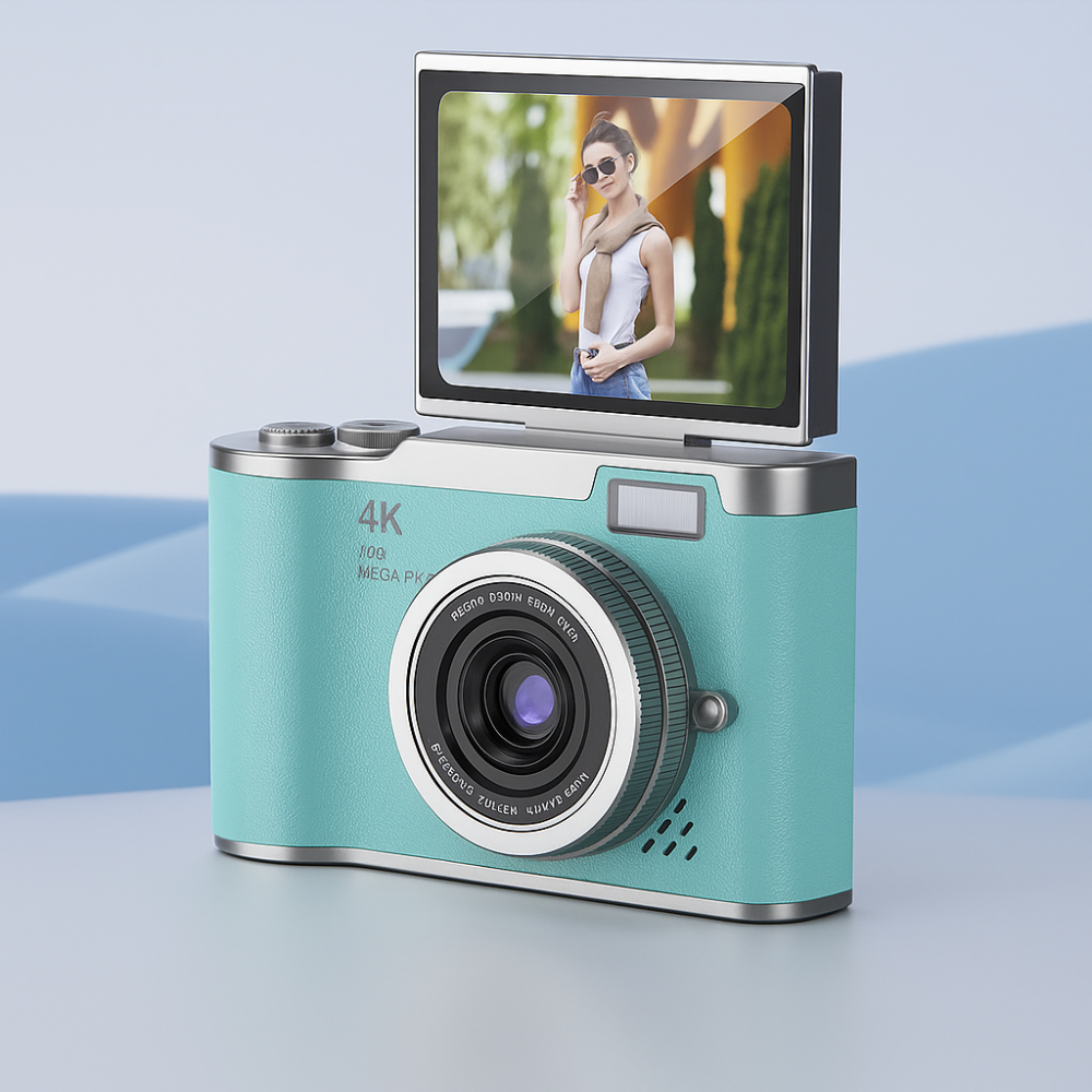cámara digital 4K con pantalla abatible para vlogging principiantes