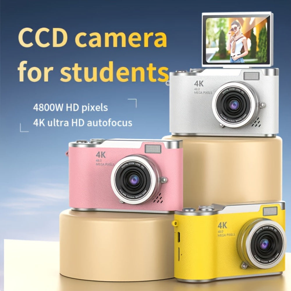 cámara digital 4K con pantalla abatible para vlogging principiantes