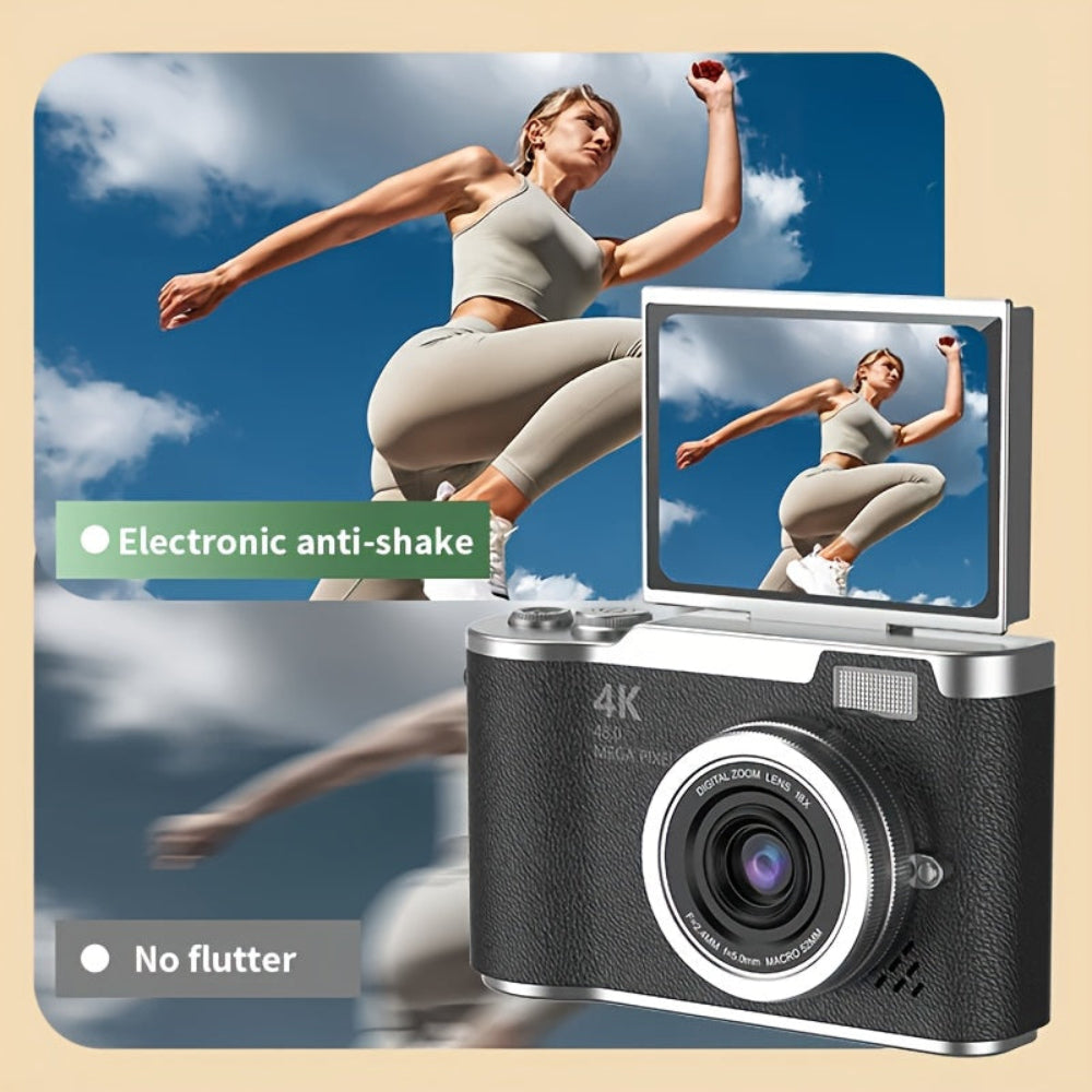 cámara digital 4K con pantalla abatible para vlogging principiantes