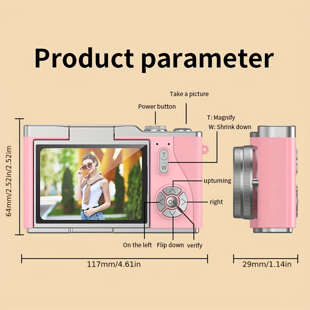 cámara digital 4K con pantalla abatible para vlogging principiantes
