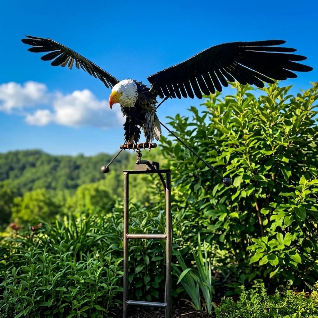 Garden Decor Wind Spinner Metal Bird Yard Stake Ornament