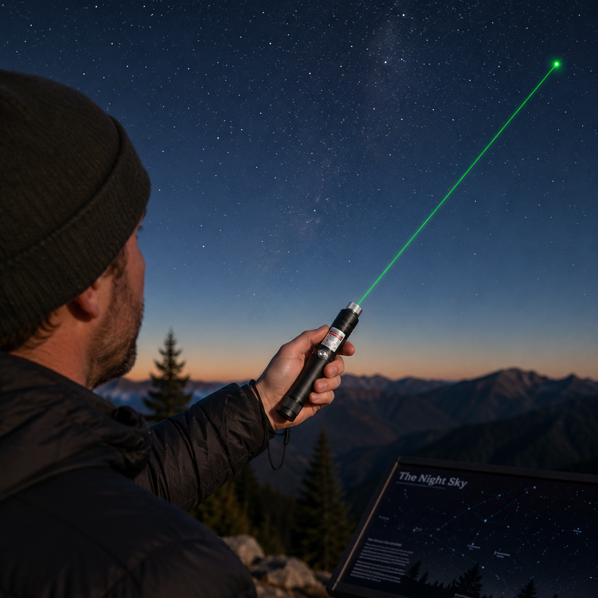 Pointeur laser rechargeable vert extérieur torche en métal