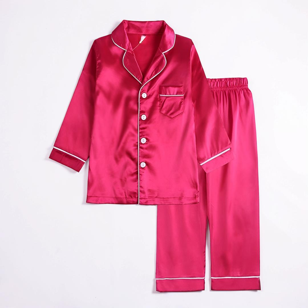 Ensemble de pyjama en soie pour enfants, vêtements de nuit confortables