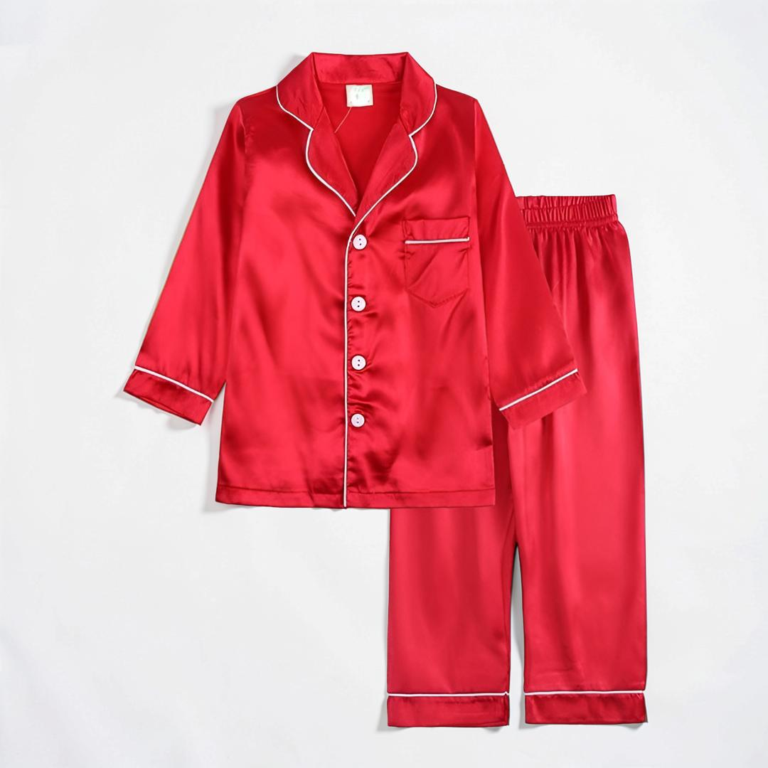 Ensemble de pyjama en soie pour enfants, vêtements de nuit confortables