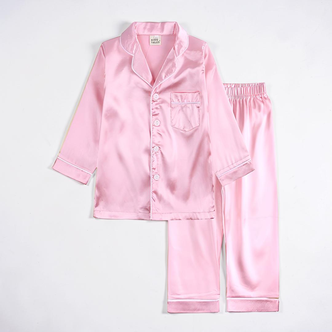 Ensemble de pyjama en soie pour enfants, vêtements de nuit confortables
