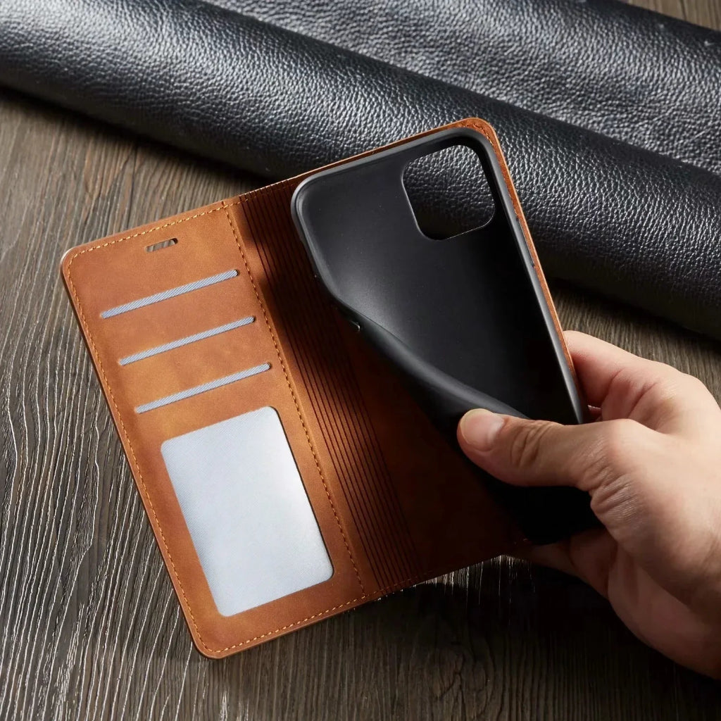 カードスロット付きレザーiPhoneウォレットケース
