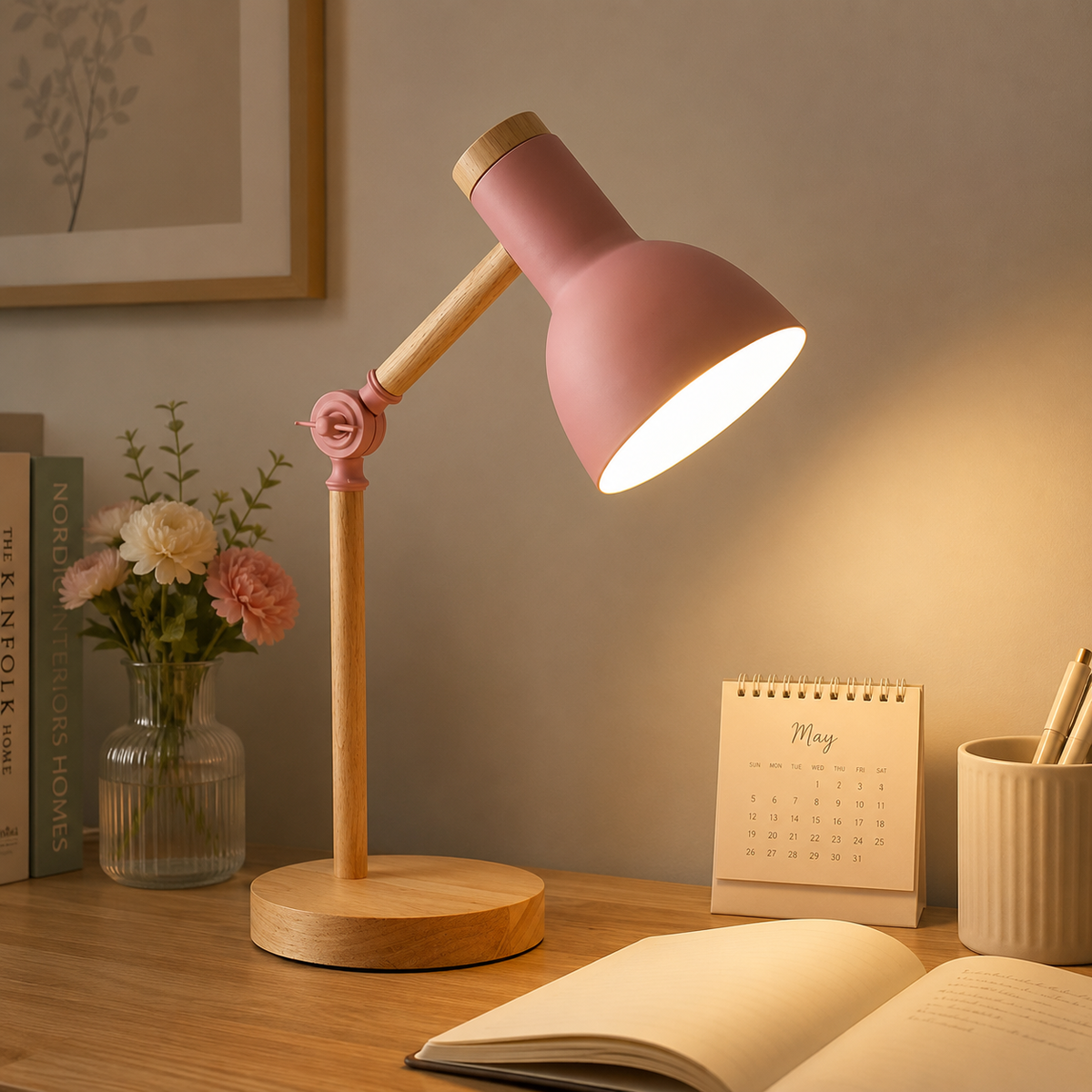 Table Lamp Desk Lamp Adjustable Wood Reading Light